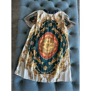 Zara Kids sachie Hankerchief Dress Girls sz 11 - 12 Green Gold Ivory Classic